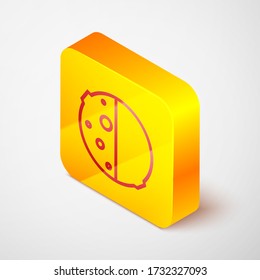 Isometric line Eclipse of the sun icon isolated on grey background. Total sonar eclipse. Yellow square button. Vector Illustration