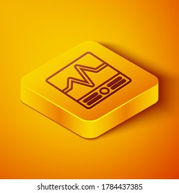 Isometric line Electrical measuring instruments icon isolated on orange background. Analog devices. Electrical appliances. Yellow square button. Vector Illustration