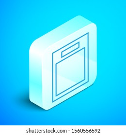 Isometric line Empty form icon isolated on blue background. File icon. Checklist icon. Business concept. Silver square button. Vector Illustration