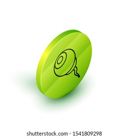 Isometric line Eye icon isolated on white background. Happy Halloween party. Green circle button. Vector Illustration