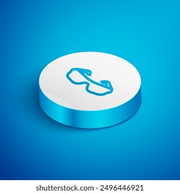 Isometric line Glasses icon isolated on blue background. Eyeglass frame symbol. White circle button. Vector