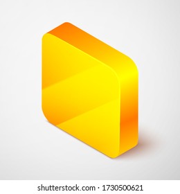 Isometric line Hair dryer icon isolated on grey background. Hairdryer sign. Hair drying symbol. Blowing hot air. Yellow square button. Vector Illustration