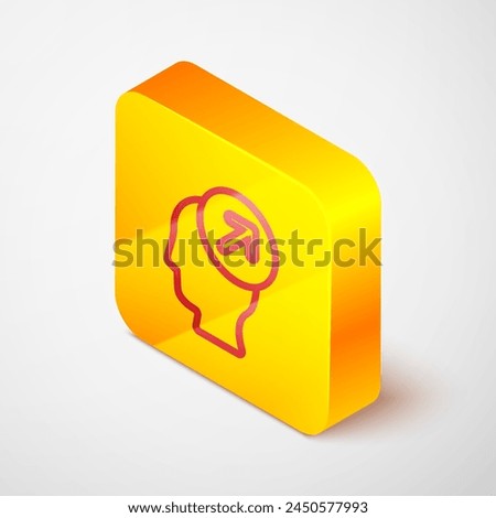 Isometric line Head hunting concept icon isolated on grey background. Business target or Employment sign. Human resource and recruitment for business. Yellow square button. Vector