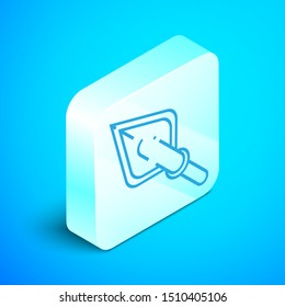 Isometric line Hipster arrow tip icon isolated on blue background. Silver square button. Vector Illustration