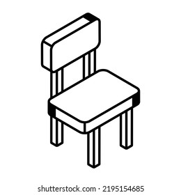 An isometric line icon of a chair