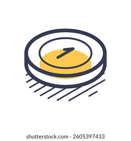 Isometric line icon features a sleek design of a coin, perfect for use in modern infographics, digital presentations, and vector illustrations that require a contemporary touch.