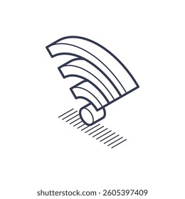 Isometric line icon features a stylized Wi-Fi signal, illustrating connectivity in a modern digital age. The design highlights the importance of wireless communication.