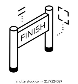 An isometric line icon of finish line 