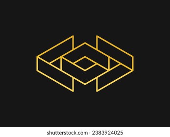 Isometric line icon logo vector design forming an elegant and luxurious rectangular isolated box