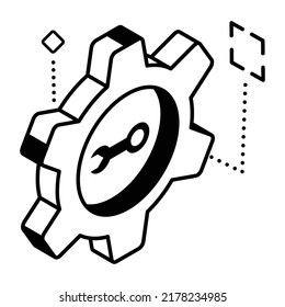 An isometric line icon of maintenance 

