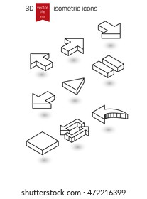 Isometric Line icons. Stylized 3D icons for web and mobile devices.