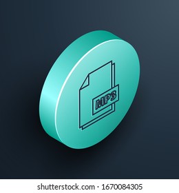 Archivo MP3 de línea isométrica. Descargar icono del botón mp3 aislado en fondo negro. Signo de formato de música Mp3. Símbolo de archivo MP3. Botón circular turquesa. Ilustración vectorial