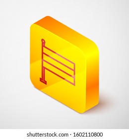 Isometric line National Germany flag icon isolated on grey background. Yellow square button. Vector Illustration