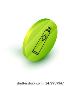 Isometric line Ointment cream tube medicine icon isolated on white background. Tube, container, toothpaste, cream sign. Green circle button. Vector Illustration