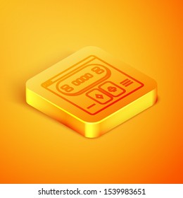 Isometric line Online poker table game icon isolated on orange background. Online casino. Orange square button. Vector Illustration