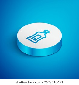 Icono de Orujo de línea isométrica aislado sobre fondo azul. Botón de círculo blanco. Vector