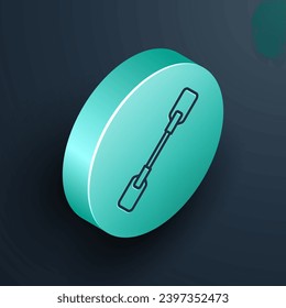 Isometric line Paddle icon isolated on black background. Paddle boat oars. Turquoise circle button. Vector Illustration