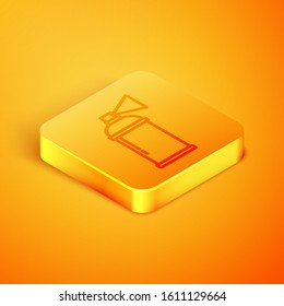 Isometric line Paint spray can icon isolated on orange background. Orange square button. Vector Illustration
