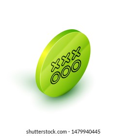 Isometric line Planning strategy concept icon isolated on white background. Soccer or american football cup formation and tactic. Green circle button. Vector Illustration