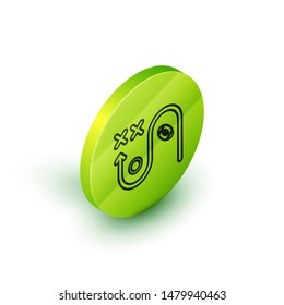 Isometric line Planning strategy concept icon isolated on white background. Soccer or american football cup formation and tactic. Green circle button. Vector Illustration