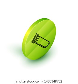 Isometric line Quiver with arrows icon isolated on white background. Green circle button. Vector Illustration