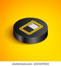 Isometric line Safe icon isolated on yellow background. The door safe a bank vault with a combination lock. Reliable Data Protection. Black circle button. Vector