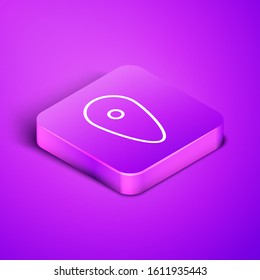 Isometric line Shield icon isolated on purple background. Guard sign. Security, safety, protection, privacy concept. Purple square button. Vector Illustration