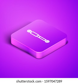 Isometric line Shock absorber icon isolated on purple background. Purple square button. Vector Illustration