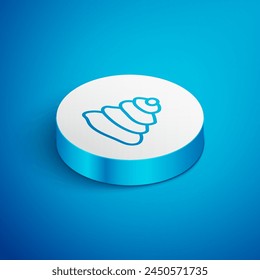 Isometric line Stack hot stones icon isolated on blue background. Spa salon accessory. White circle button. Vector Illustration