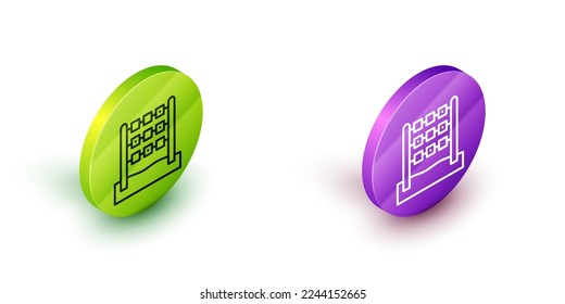 Isometric line Tic tac toe game icon isolated on white background. Green and purple circle buttons. Vector