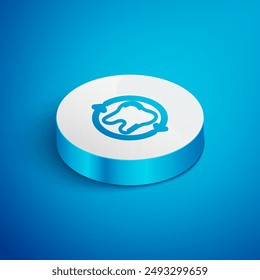 Isometric line Tooth whitening concept icon isolated on blue background. Tooth symbol for dentistry clinic or dentist medical center. White circle button. Vector