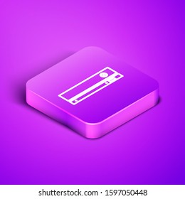 Isometric line Video game console icon isolated on purple background. Purple square button. Vector Illustration