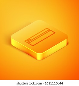 Isometric line Video game console icon isolated on orange background. Orange square button. Vector Illustration