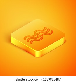 Isometric line Waves icon isolated on orange background. Orange square button. Vector Illustration