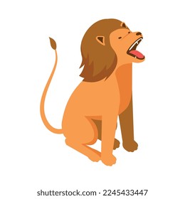 Isometric lion on white background 3d vector illustration