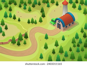 isometric the little hut in the pine woods