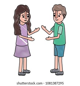 isometric little kids couple character