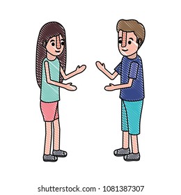 isometric little kids couple character