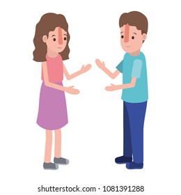 isometric little kids couple character