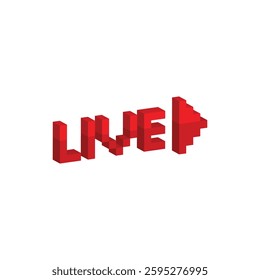 isometric Live stream icon 8 bit, pixel art camera icon for game logo.