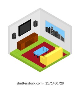 Isometric living / family room vector.