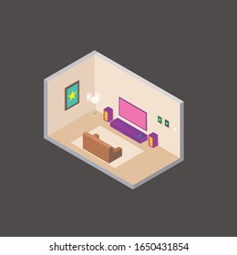 Isometrisches Vektorillustration-Konzept für Wohnzimmer