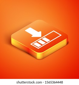 Isometric Loading icon isolated on orange background. Download in progress. Progress bar icon.  Vector Illustration