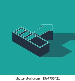 Isometric Loading icon isolated on green background. Upload in progress. Progress bar icon.  Vector Illustration