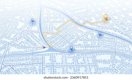 Ubicación isométrica realiza un seguimiento del panel de mandos. Gps mapea la navegación a casa. Plantilla de ruta de viaje. Calles de la ciudad, bloques, datos de distancia de ruta, vueltas de ruta y etiqueta de destino, marca. Vector, ilustración