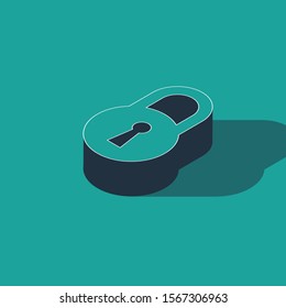 Isometric Lock icon isolated on green background. Padlock sign. Security, safety, protection, privacy concept.  Vector Illustration