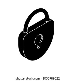 Isometric lock simple icon concept vector illustration