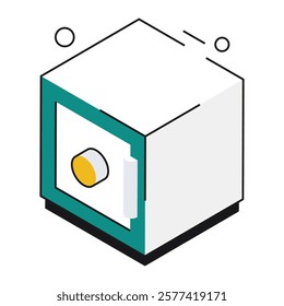 Isometric locker with shield and key, ideal for cybersecurity platforms, data protection tools, and secure business systems.