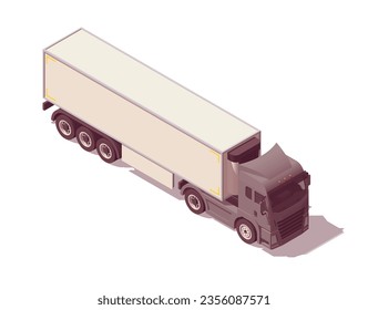 semi camión logístico isométrico. Camión con semirremolque frigorífico. Ilustración del vector