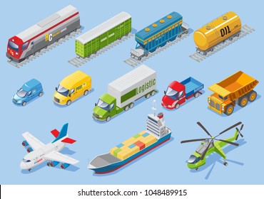 Global Logistic Isometric Vehicle Infographic Ship: Vector De Stock ...